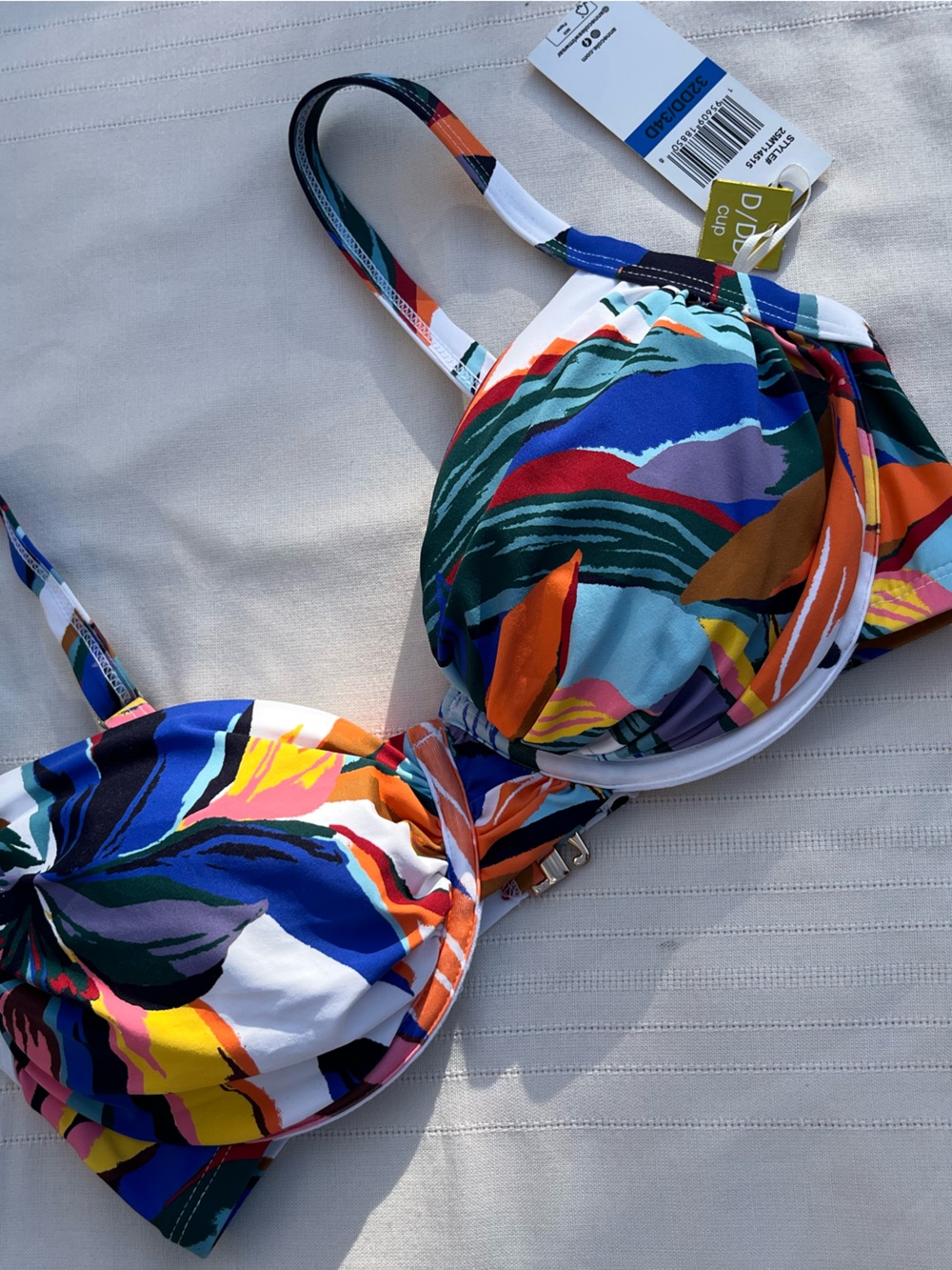 Anne Cole Shirred Underwire Push-up Colorful Bikini Top 32DD / 34D